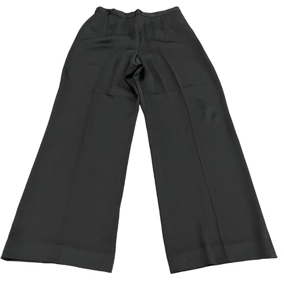 St. John Pants - St. John Evening Women's Black 100% Silk Wide Leg Trousers Dress Pants, Size 8
